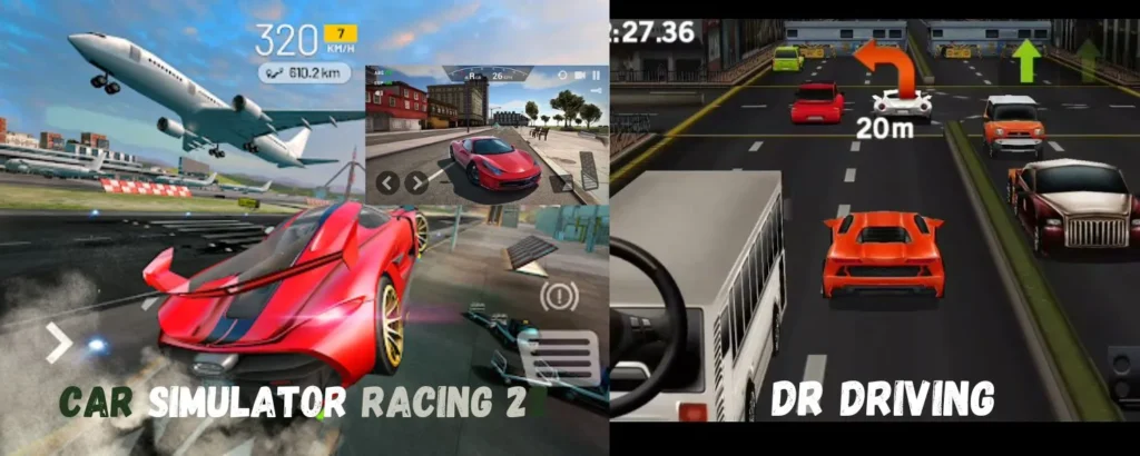 Difference between car simulator racing 2 and dr driving in various car racing games.